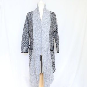 Paper Crane Long Open Draped Cardigan Sweater Gray Medium